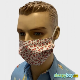 Cream with Red flowers Face mask